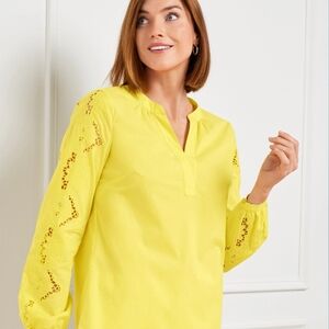 Yellow Women's Top with Lace Sleeves